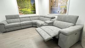 Volante Panama Nubuk soft fabric Power Reclining corner cinema sofa